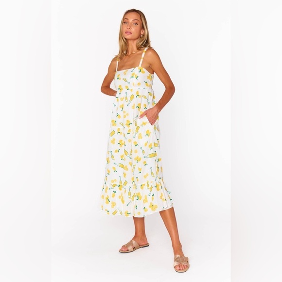 SHOW ME YOUR MUMU Summer Fling Midi Dress In Limoncello Embroidery - Picture 8 of 8